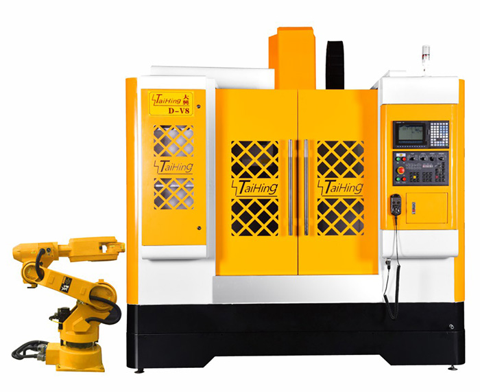 线轨机D-V8（三菱系统）—CNC850三轴线轨机(高速高精密零件立式加工中心机） （带油雾得理器） 主轴转速达18000转 ，带机械手